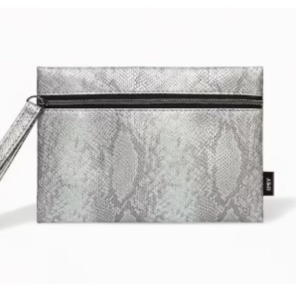 ** Metallic Snake Print Faux Leather Bag Wristlet Strap - Picture 2 of 2